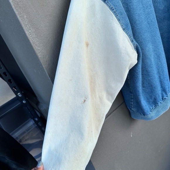 Vintage Retro Dixon K-Products Denim Bomber Varsity Jacket Canvas Distressed XL - Picture 8 of 10